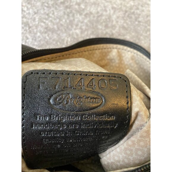 Brighton Black Pebbled Leather Shoulder Bag Braided Strap & Zebra Print Wallet - Picture 6 of 16